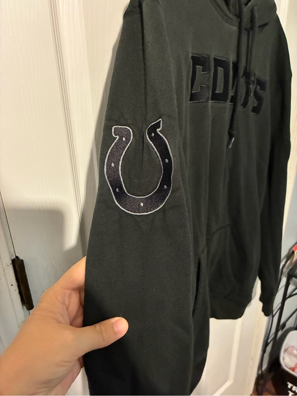 NFL Black Colts Crewneck Sweatshirt with Sleeve Logo